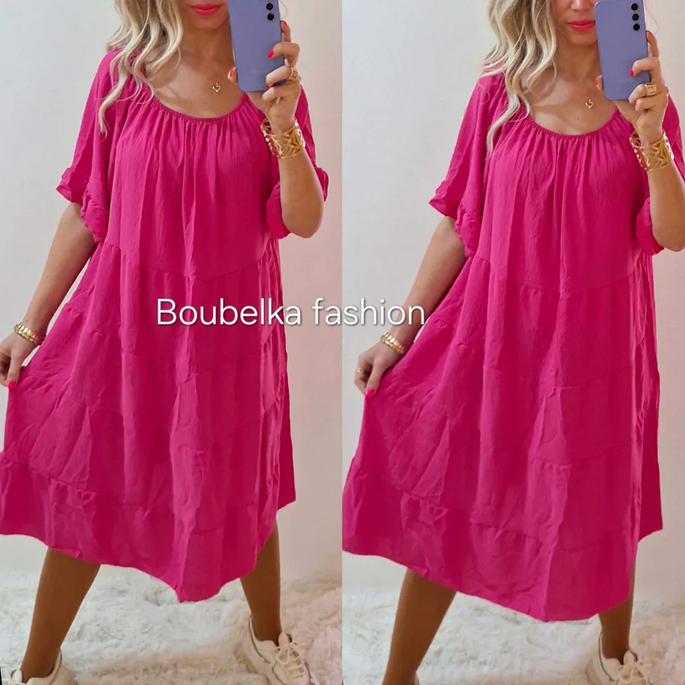 Dámské šaty TARA s volánky fuchsia