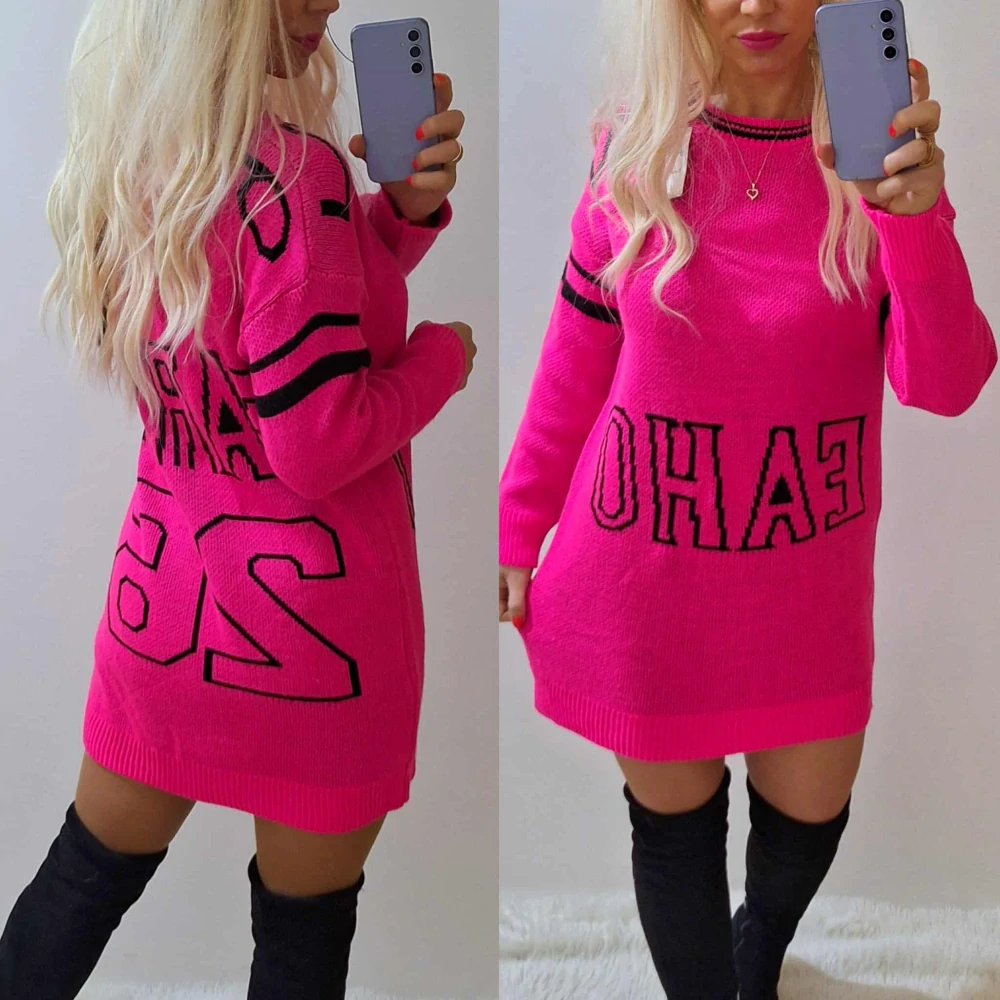 Dámské pletené šaty/svetr ZOI růžová