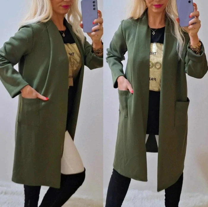 Dámské prodloužené sako khaki