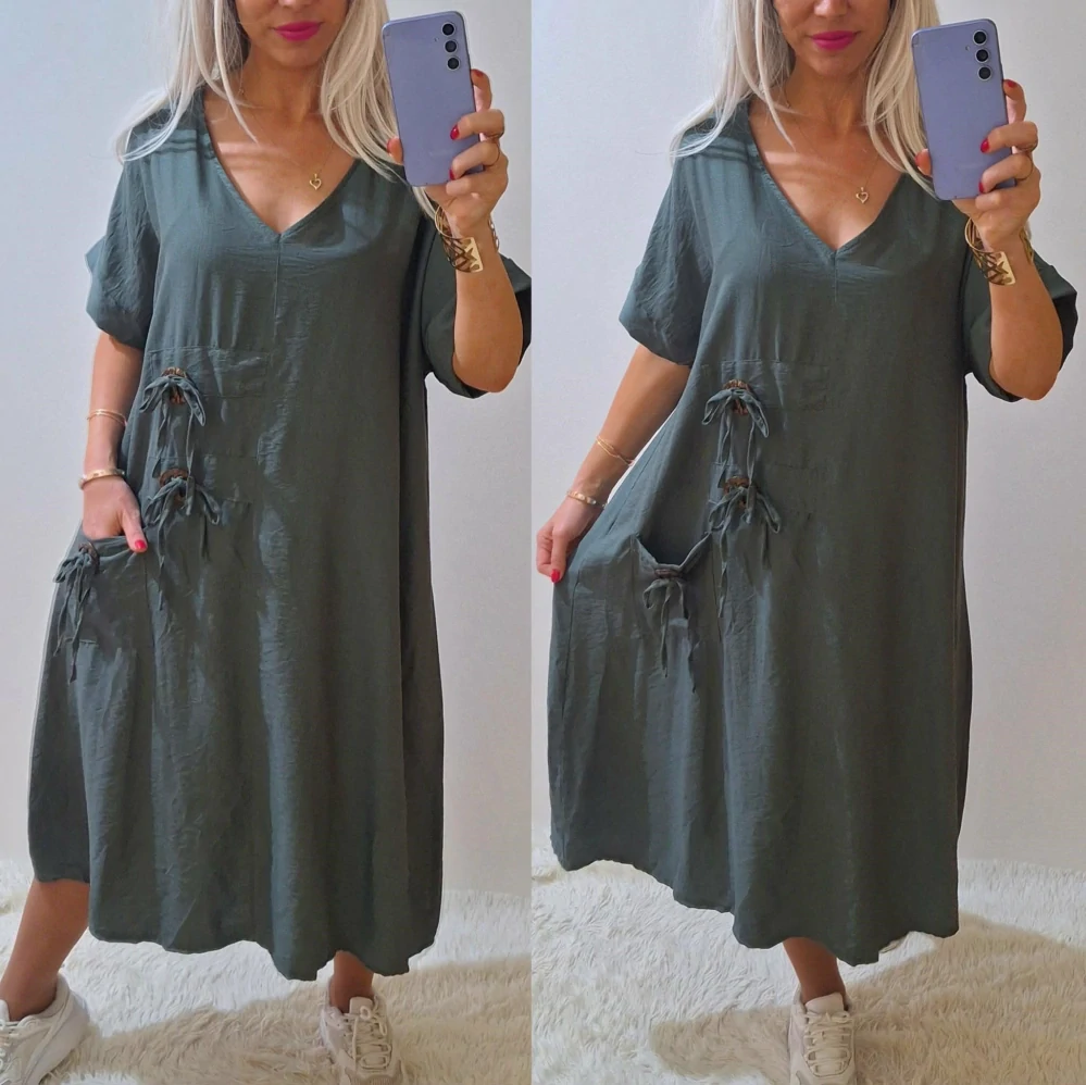 Dámské šaty LUCY s knoflíky khaki