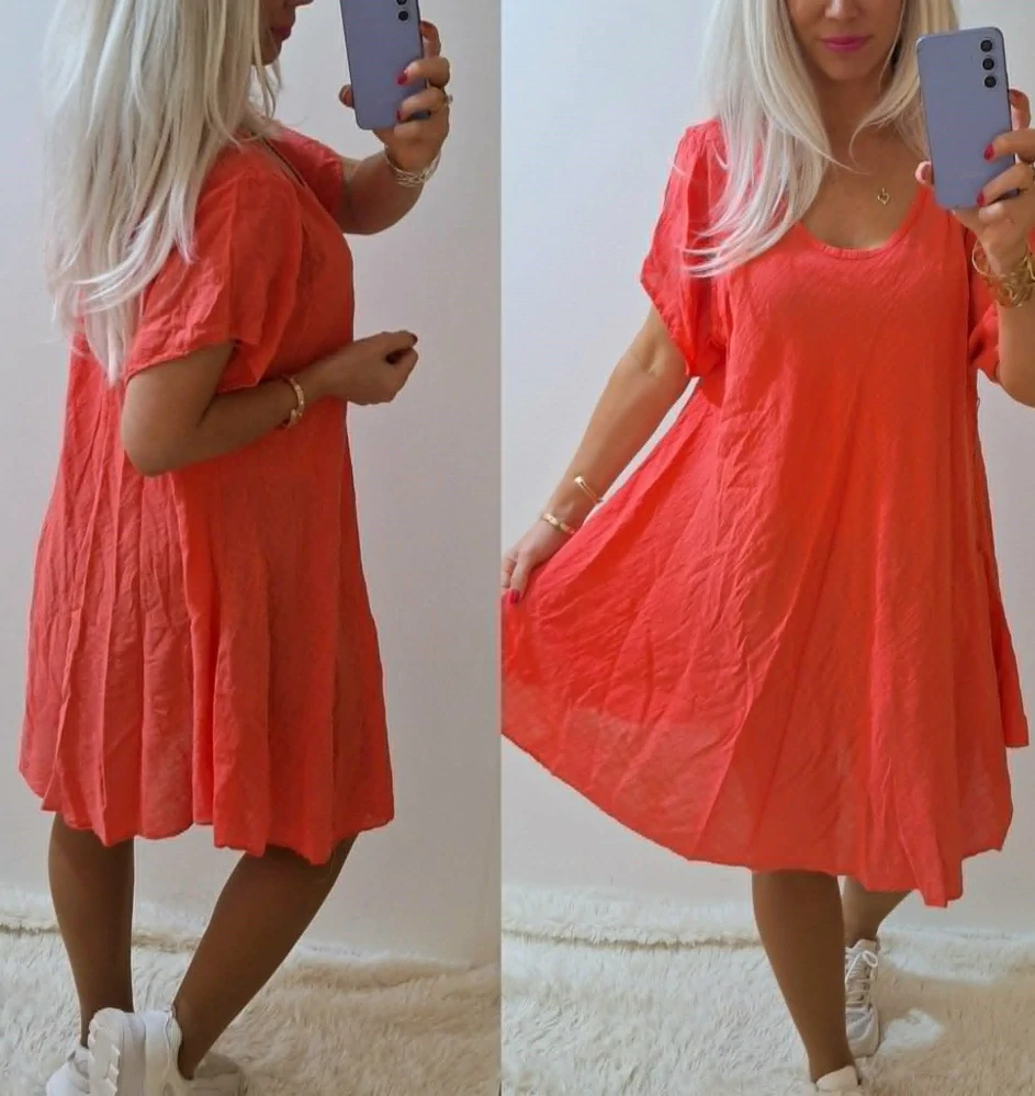 Dámské fáčové šaty JASMÍNA do ÁČKA coral