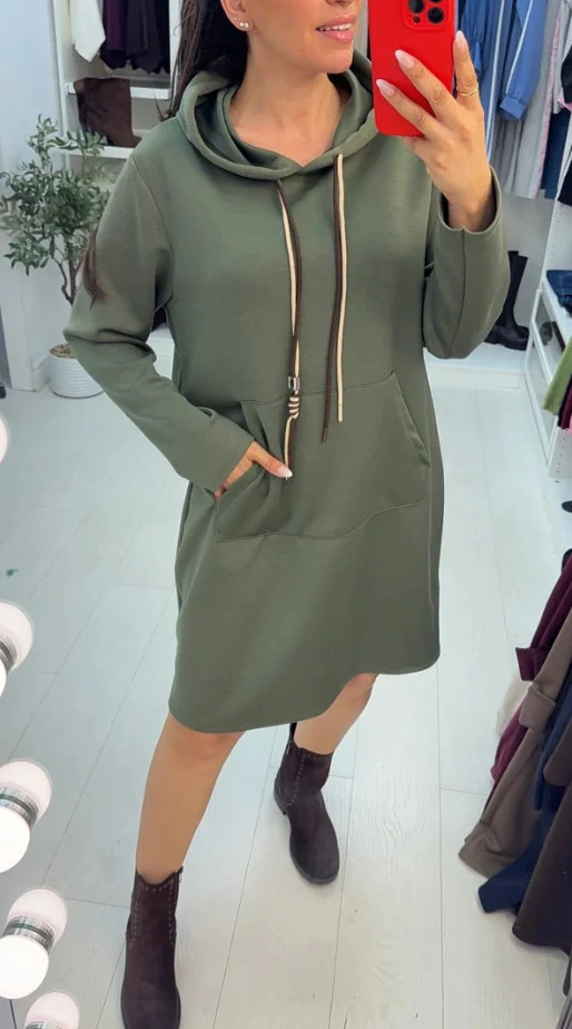 Dámské mikinové šaty CARA khaki