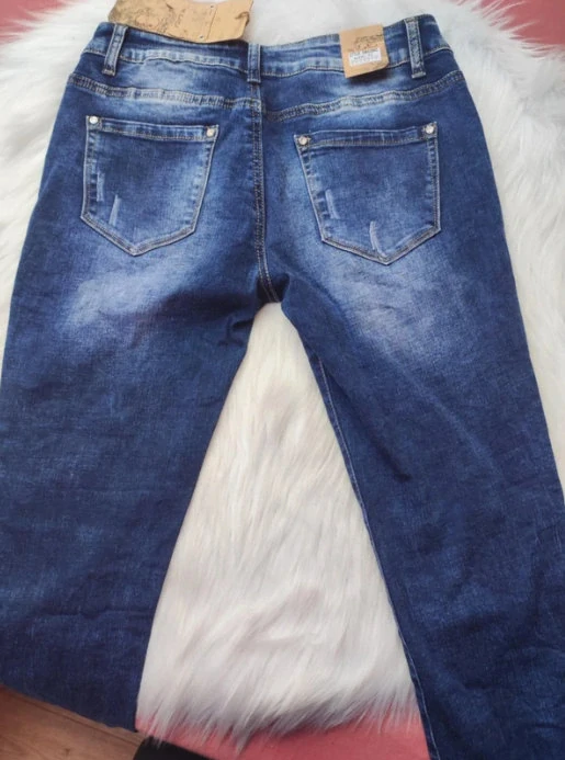 Dámské rifle s květy a kamínky modrá