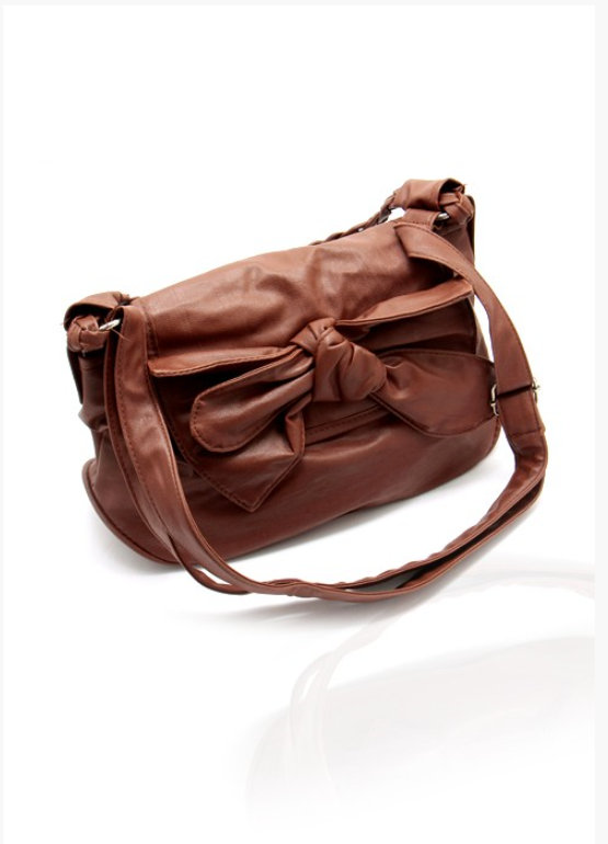 Dámská kabelka s mašlí hnědá