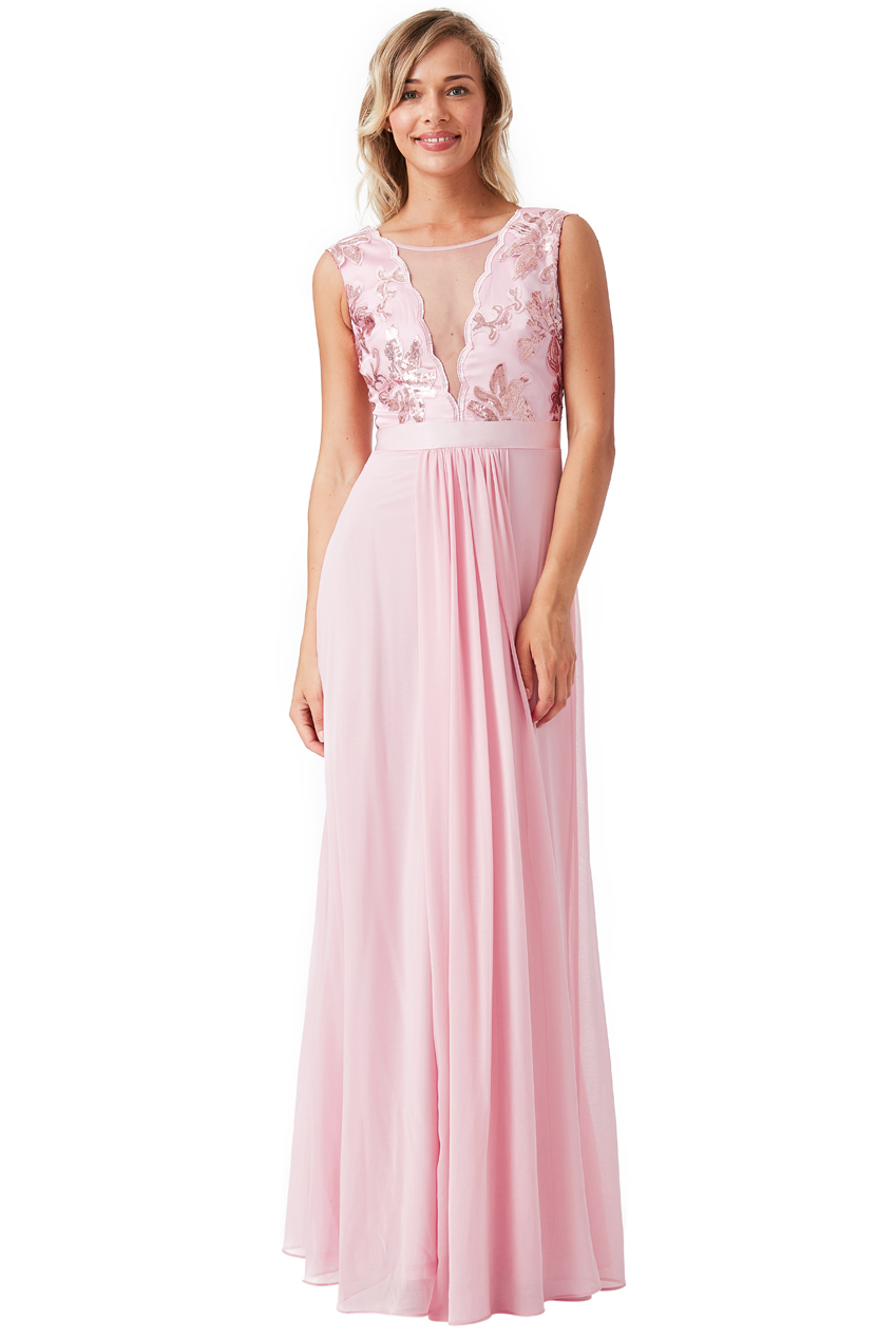 Plesové a společenské šaty s flitry Zn. GODDIVA růžová