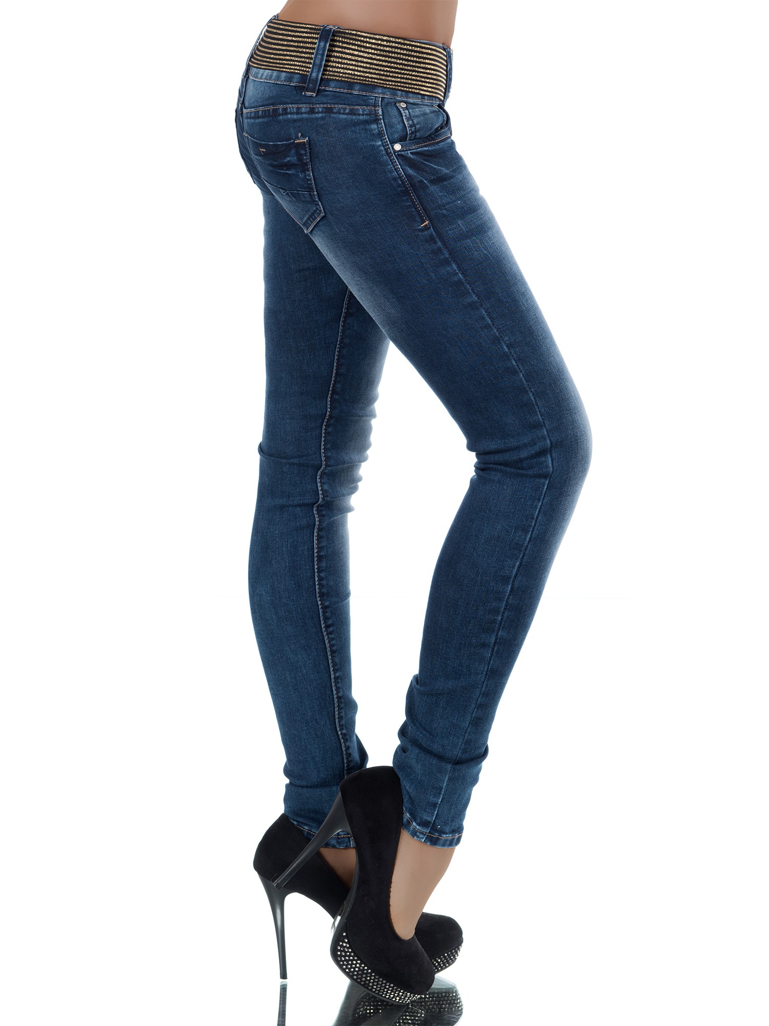 Dámské džíny s opaskem modré