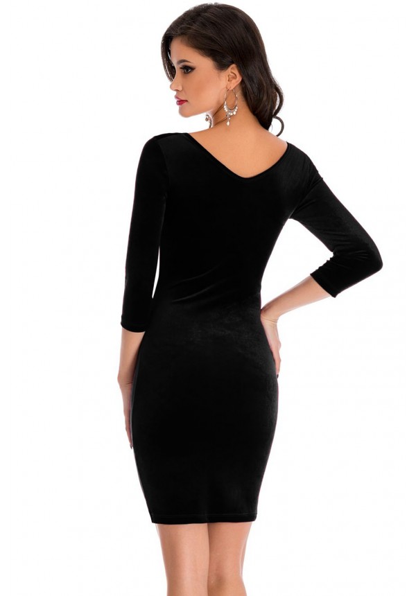 Dámské sametové mini šaty černá