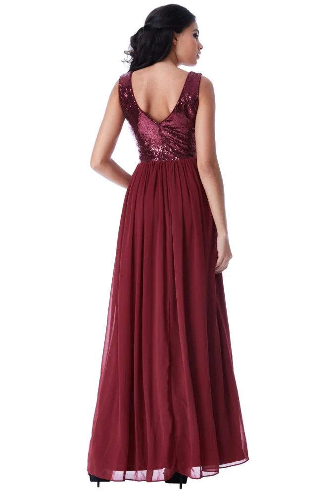 Dámské dlouhé šaty s flitry Zn. GODDIVA vínová