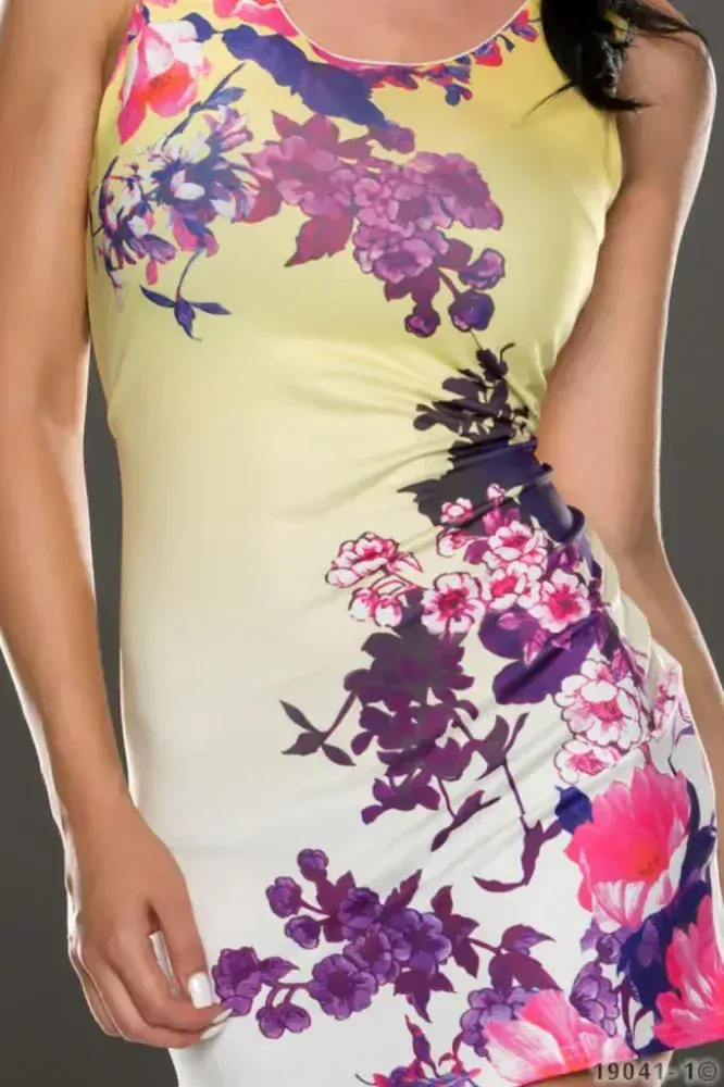 Dámské šaty s květy žlutá