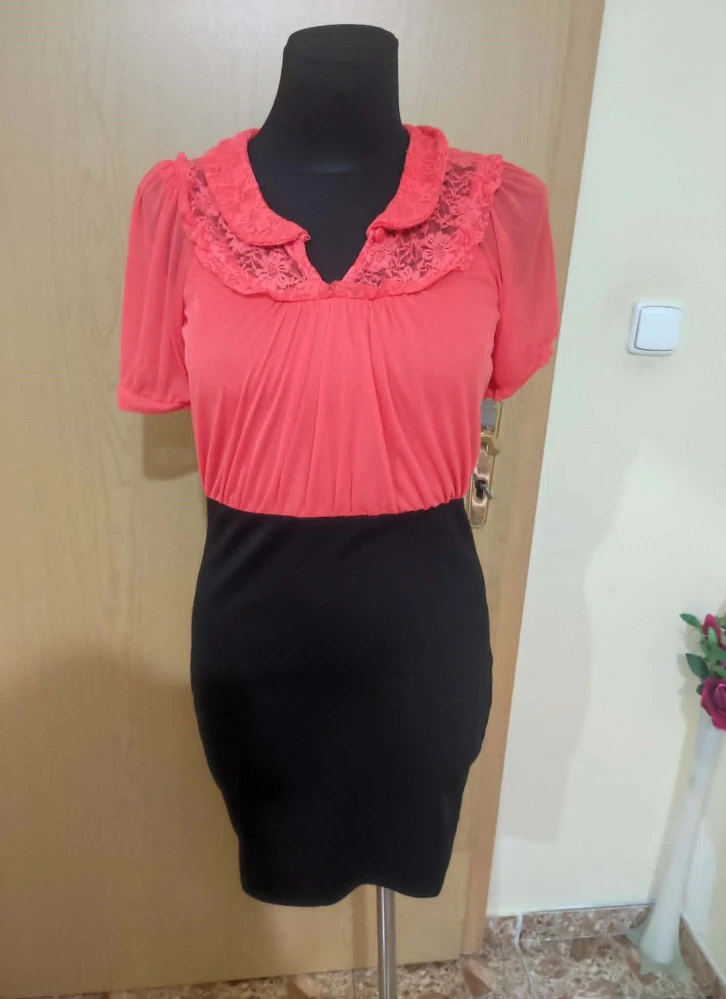 Dámské mini šaty černá/coral