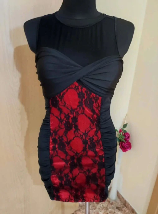 Dámská tunika/mini šaty černá/červená