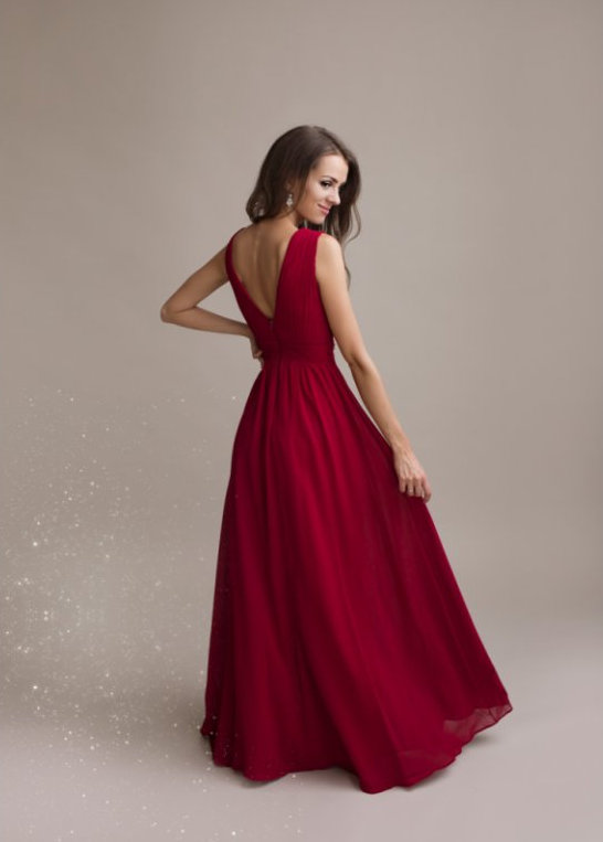 Dámské společenské dlouhé šaty IRIS s korálky modrá