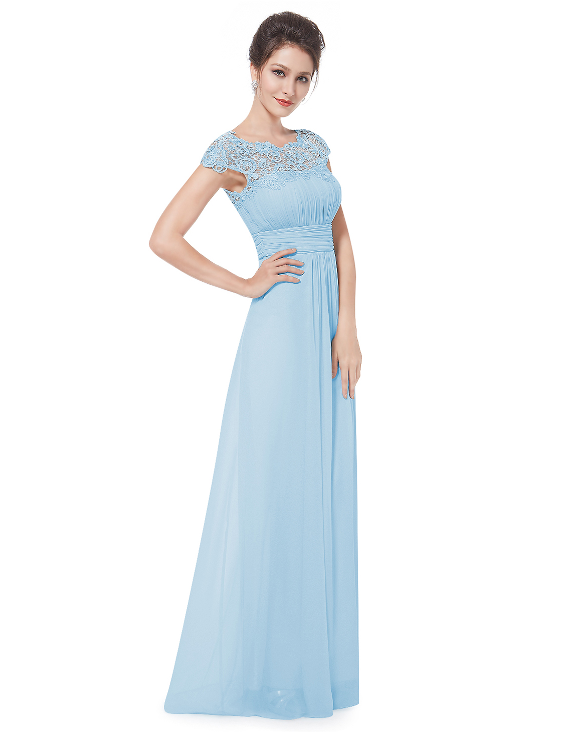 Ever Pretty plesové a společenské šaty s krajkou  modrá