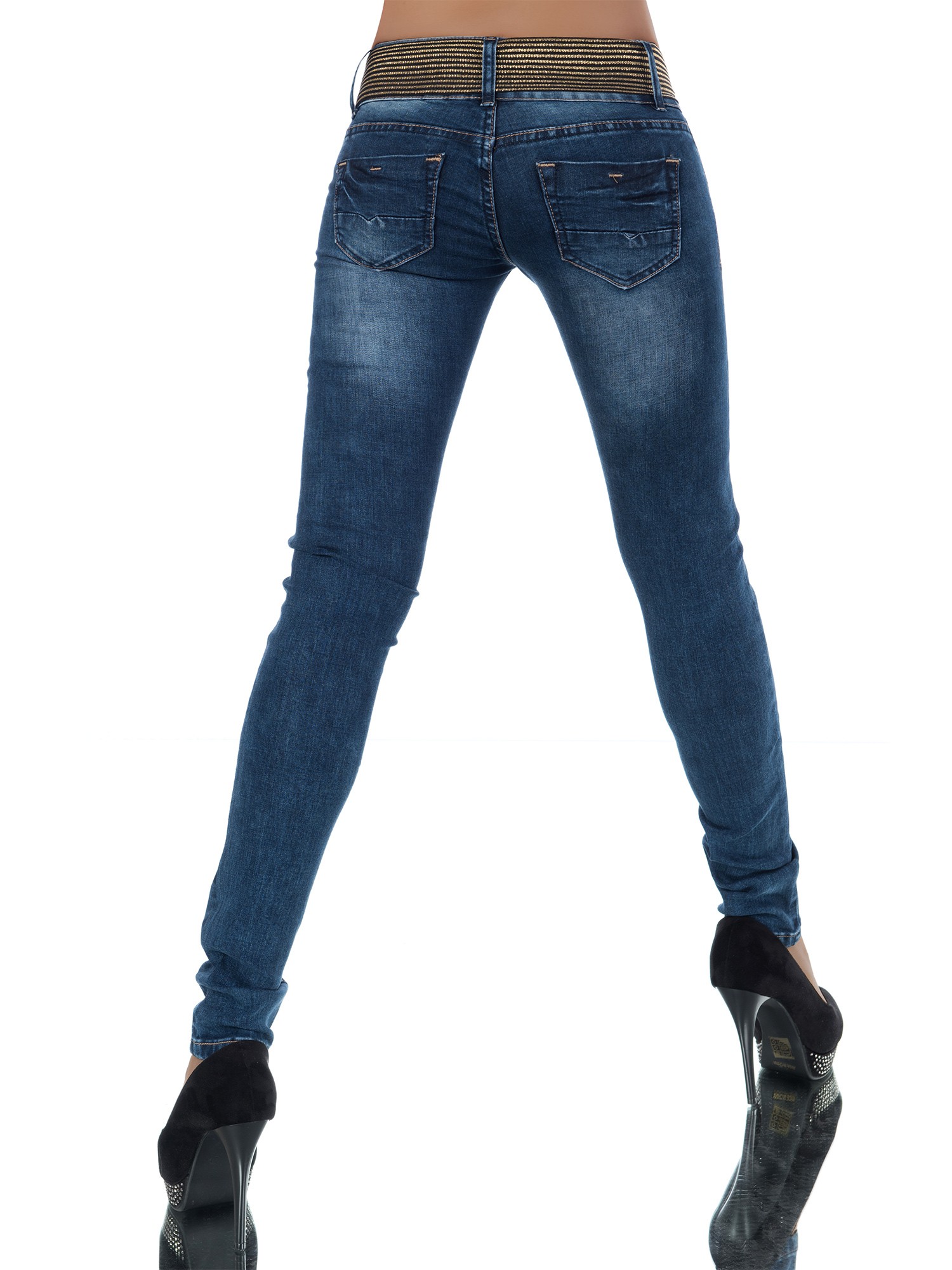 Dámské džíny s opaskem modré