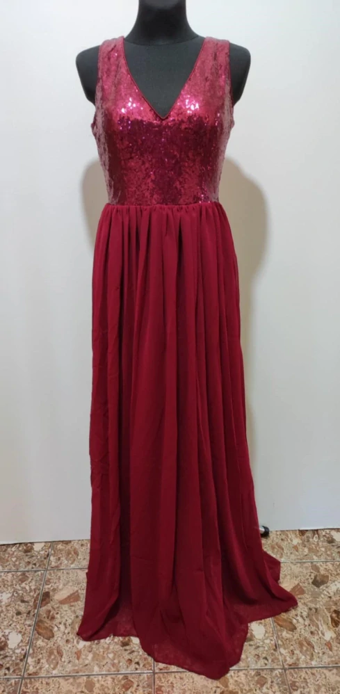 Dámské dlouhé šaty s flitry Zn. GODDIVA vínová