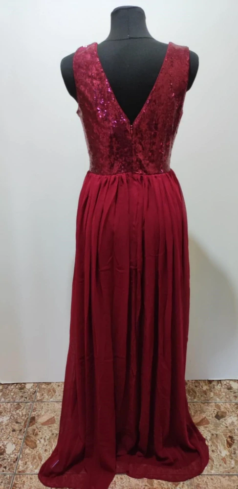 Dámské dlouhé šaty s flitry Zn. GODDIVA vínová