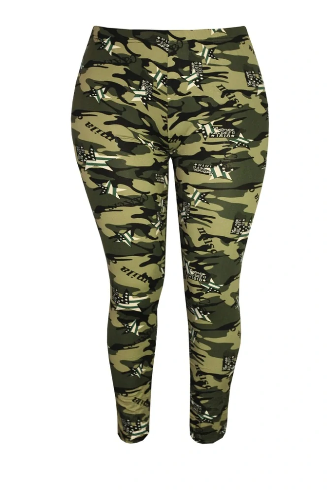 Dámské maskáčové legíny s hvězdami zelené