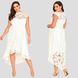 Krajkové asymetrické šaty FRINGE creme