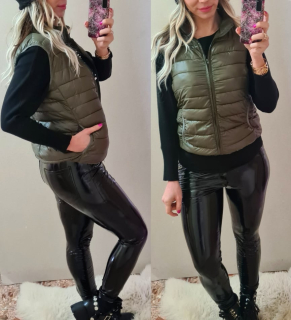 Dámská vesta prošívaná lehká khaki