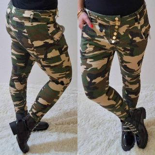 Dámské army džíny se sníženým sedem