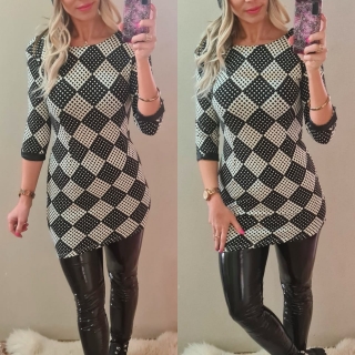 Dámská teplejší tunika JOLA černo-bílá