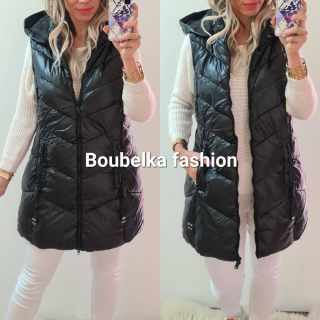 Dámská vesta s kapucí a zipem černá
