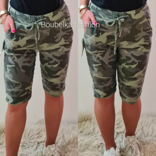 Dámské mačkané ARMY kraťasy(nežehlí se) s vázáním v pase 