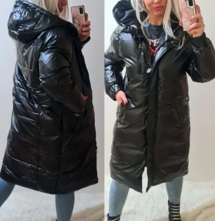 Dámská lesklá zimní bunda černá
