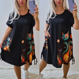 Dámské šaty/tunika KOČKY s kapsou černá