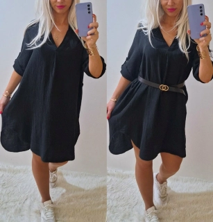 Dámské mušelínové košilové šaty JITA s páskem 
