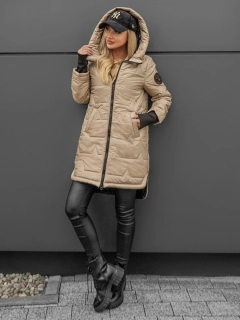 Dámská lehká prošívaná bunda RITA s kapucí vpředu na zip camel
